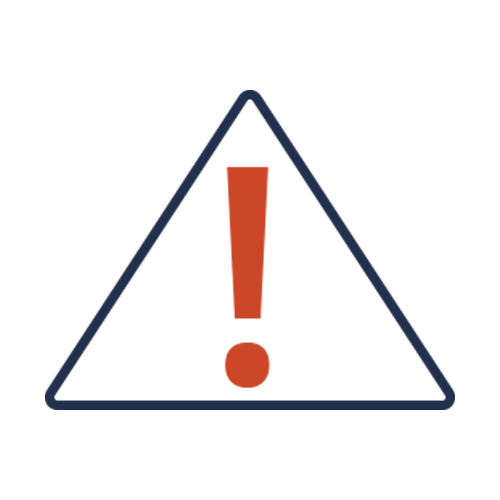 report a concern icon. blue triangle outline with an orange exclamation in the middle